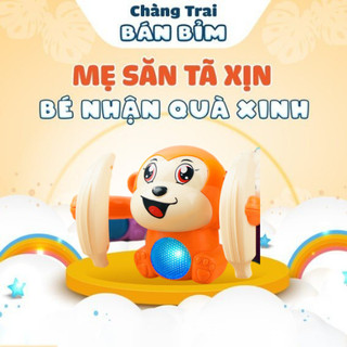 Khỉ phát sáng, phát nhạc, di chuyển được, đồ chơi ngộ nghĩa cho bé - Qùa tặng Chàng Trai Bán Bỉm