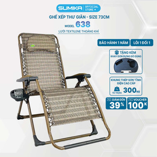 Ghế xếp thư giãn SUMIKA 638, lưới Textilene thoáng khí, chiều rộng 73cm, tải trọng 300kg