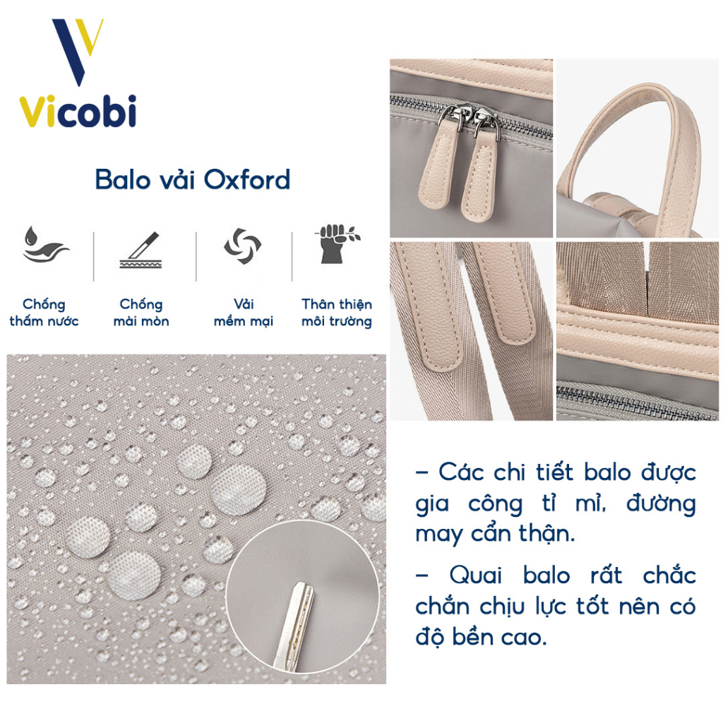 Balo nữ vải Oxford Bonae Vicobi B7, có 2 kích thước to và nhỏ