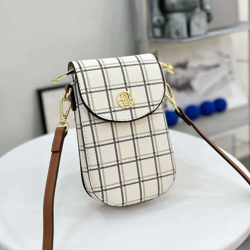 Túi nữ đựng điện thoại kèm dây đeo chéo da mềm dập vân nổi họa tiết monogram thời trang vintage Y1258