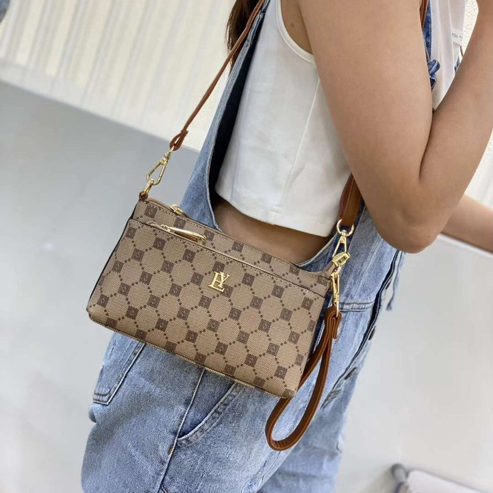 Ví dài nữ cầm tay dự tiệc kèm dây đeo chéo ví clutch da cao cấp họa tiết monogram thời trang trung niên đẹp giá rẻ 1243