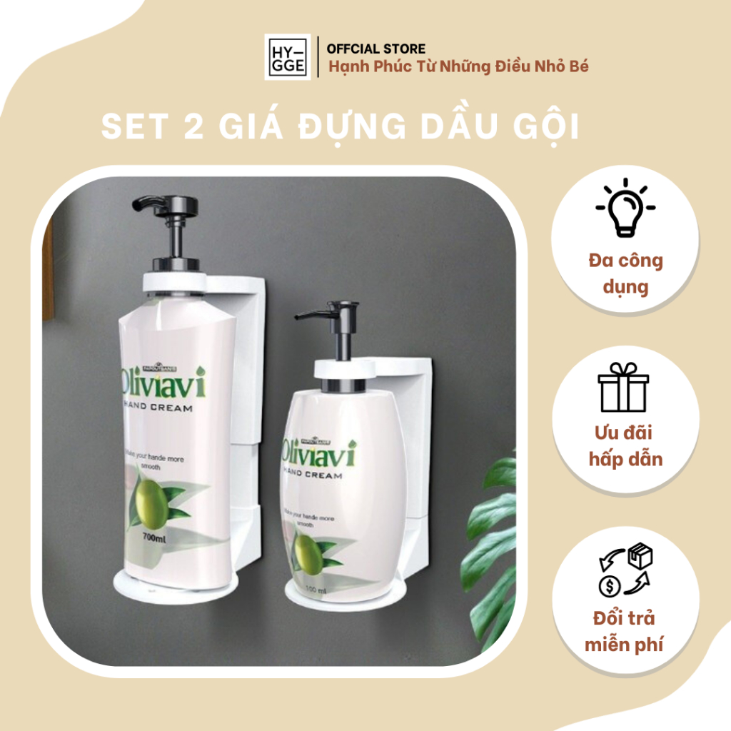 Set 2 giá đựng dầu gội, sữa tắm dán tường