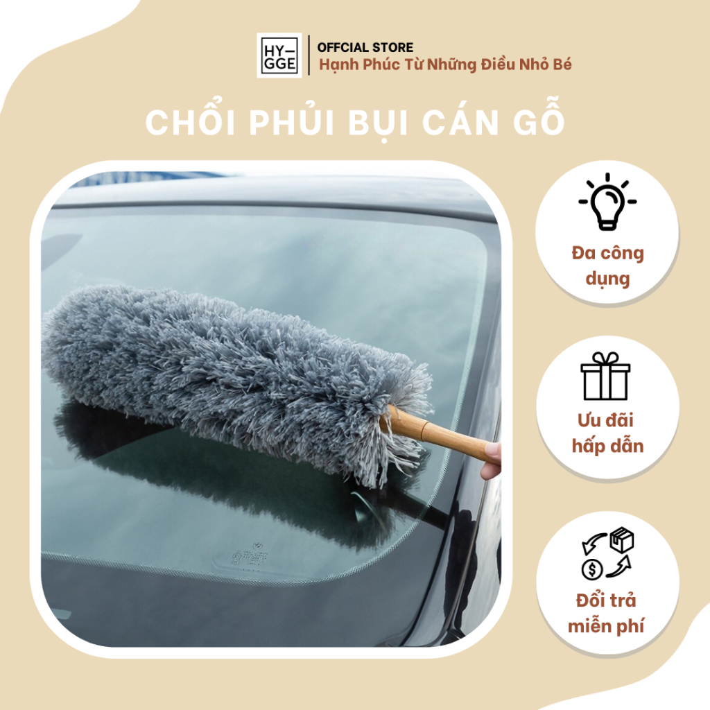 Chổi phủi bụi cán gỗ đa năng