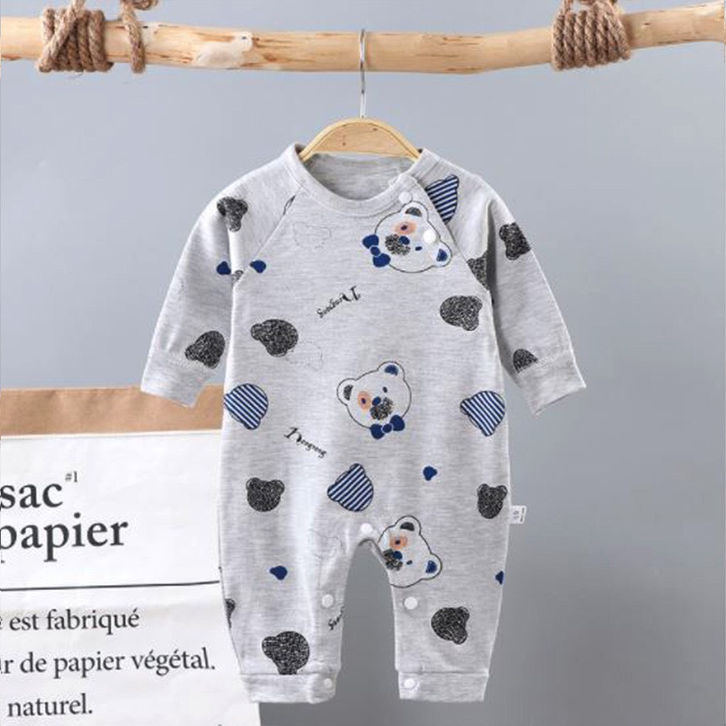 Bộ body dài tay liền thân sơ sinh họa tiết đáng yêu 100% cotton hàng quảng châu cao cấp