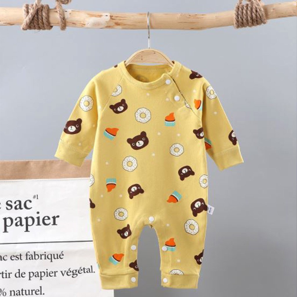 Bộ body dài tay liền thân sơ sinh họa tiết đáng yêu 100% cotton hàng quảng châu cao cấp