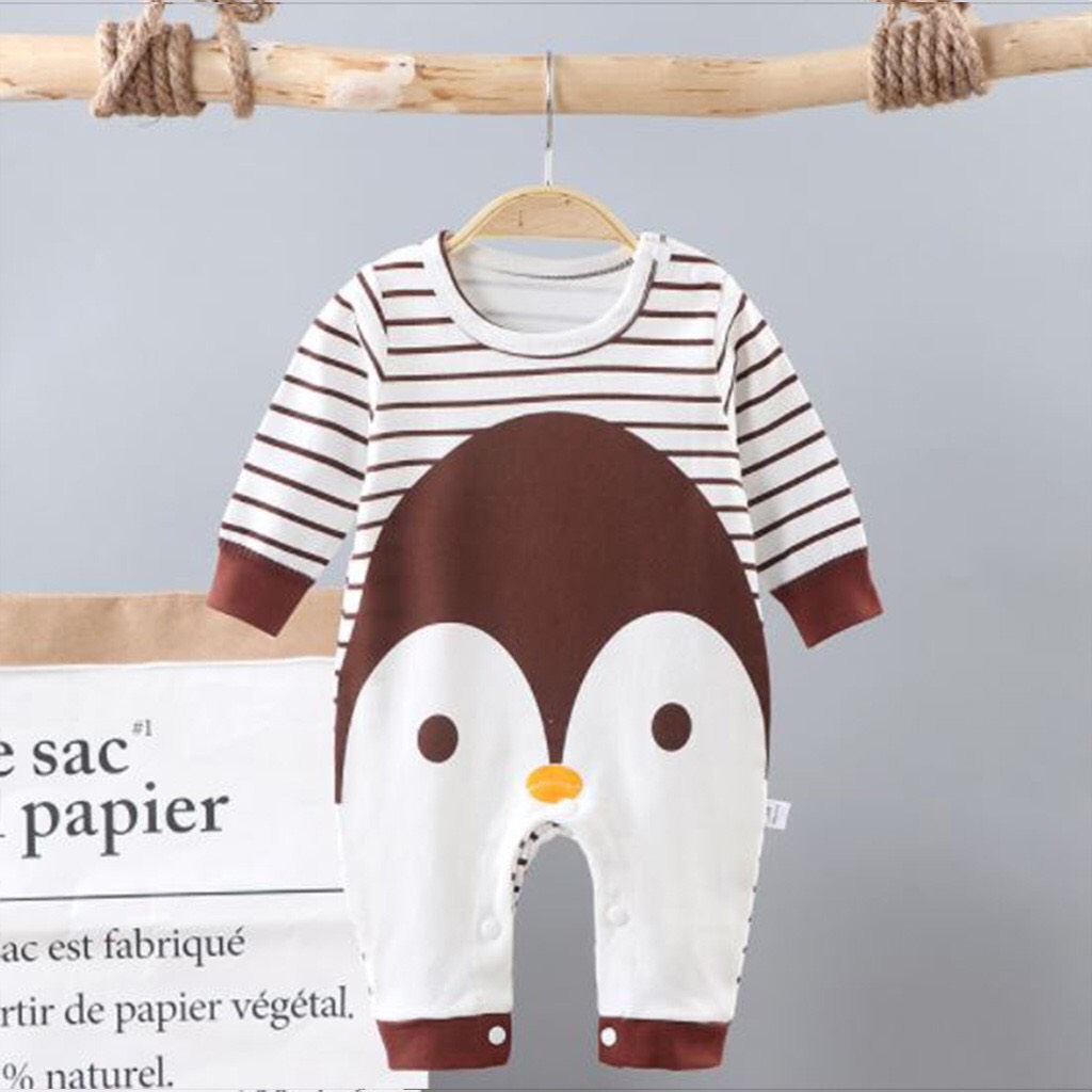 Bộ body dài tay liền thân sơ sinh họa tiết đáng yêu 100% cotton hàng quảng châu cao cấp