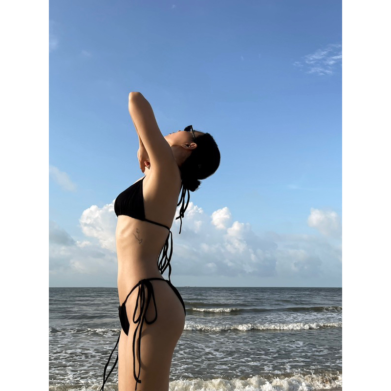 Bộ Bikini dây rút màu Đen - Ourea Black Bikini - DEPASS