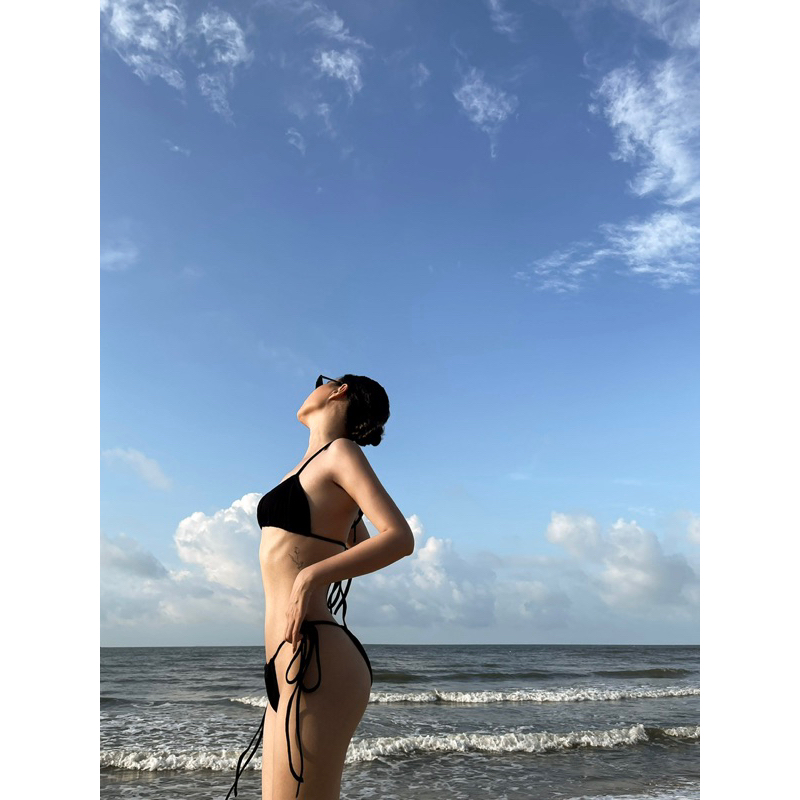Bộ Bikini dây rút màu Đen - Ourea Black Bikini - DEPASS