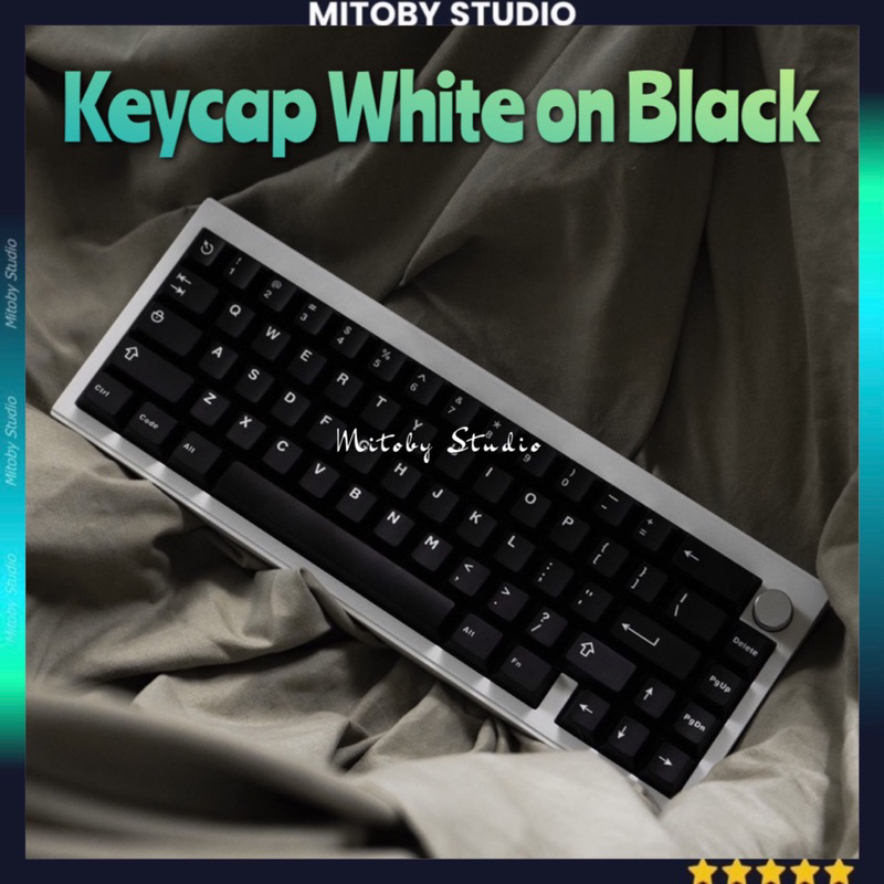 Keycap White on Black WoB cherry profile ABS 2 shot bàn phím cơ Mitoby Studio