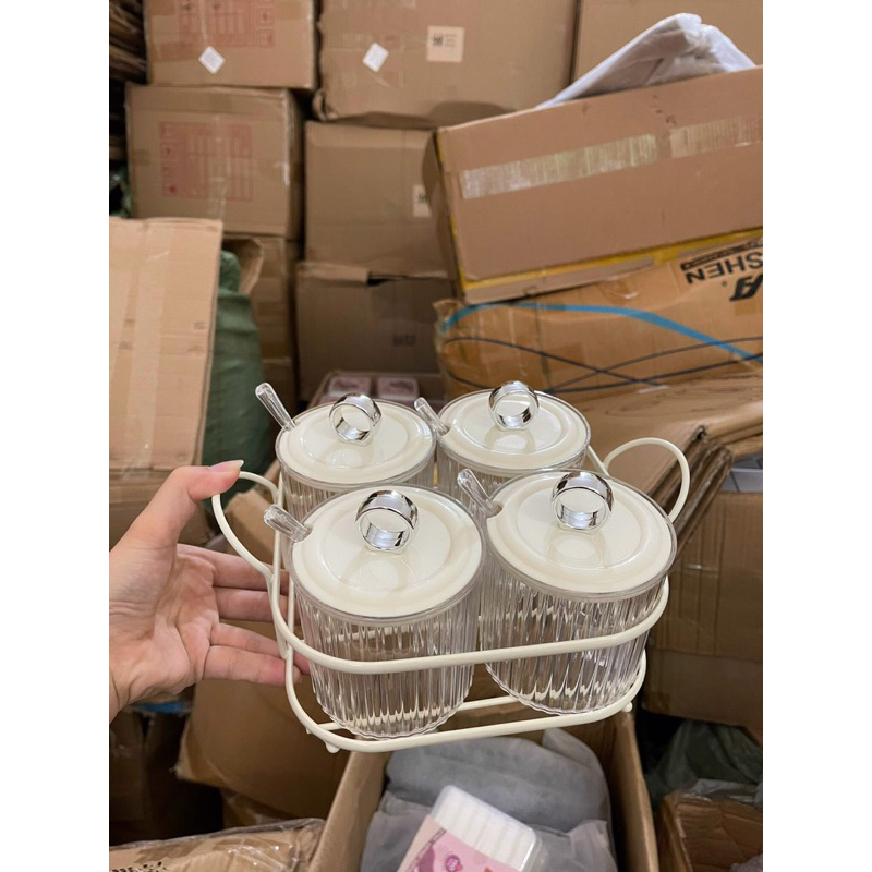 Bộ hũ gia vị kèm thìa - hot decor