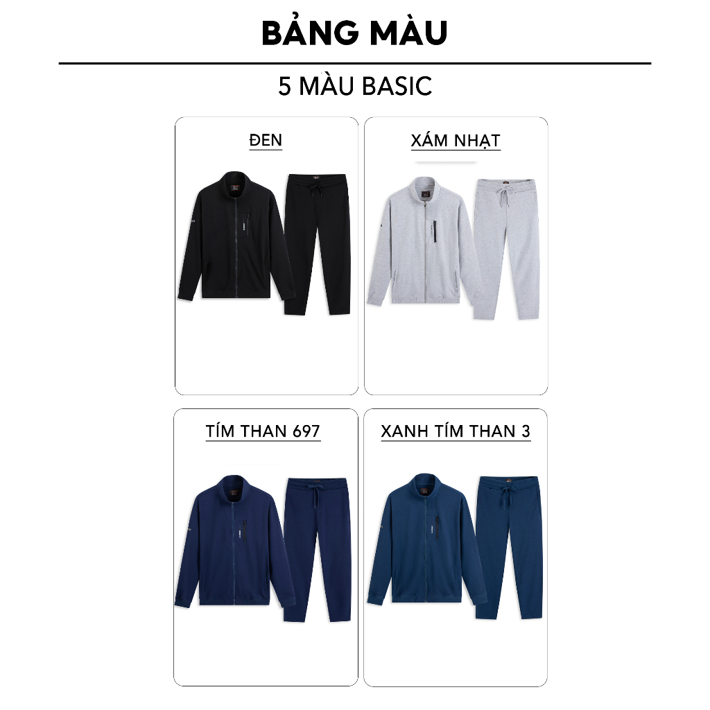 Bộ Thể Thao Nam Mùa Đông Lusso, Vải Cotton USA Xuất Khẩu Có Khoá Kéo BNF-007