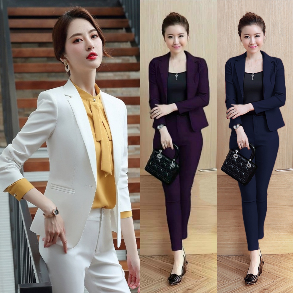 Bộ Đồ Vest Nữ Công Sở Áo Vest Tay Dài Quần Dài VJ474