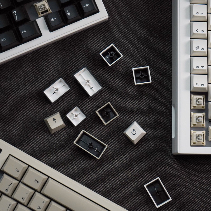 Keycap White on Black WoB cherry profile ABS 2 shot bàn phím cơ Mitoby Studio