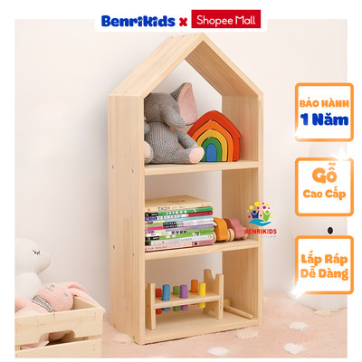 Kệ Tủ Sách Đồ Chơi Cho Bé BENRIKIDS Gỗ Thông Tự Nhiên Nhập Khẩu 100% Đã Xử Lý Chống Mối Mọt