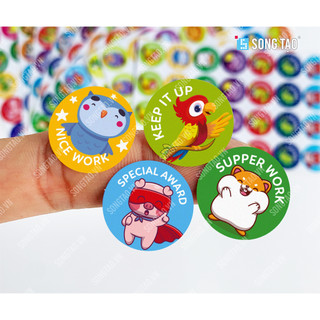 Sticker khen thưởng học sinh - sticker tiếng anh hình tròn 2 cm - 280 tem