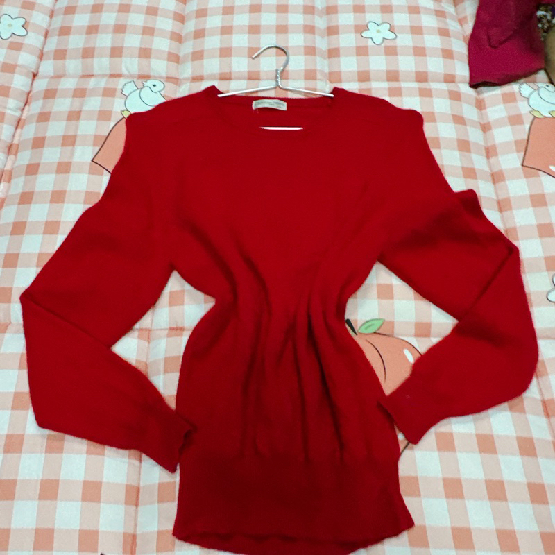 Áo thun len nam nữ tay dài màu đỏ