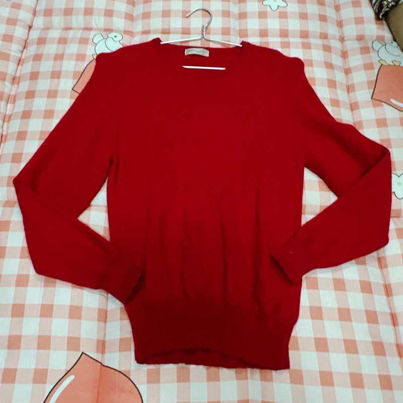 Áo thun len nam nữ tay dài màu đỏ