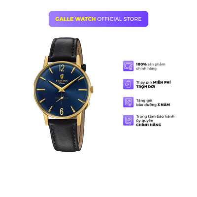 Đồng hồ nam Festina Watch F20249/4 mặt kính cường lực, máy pin chống nước, dây da đeo tay cao cấp chính hãng Thụy Sĩ