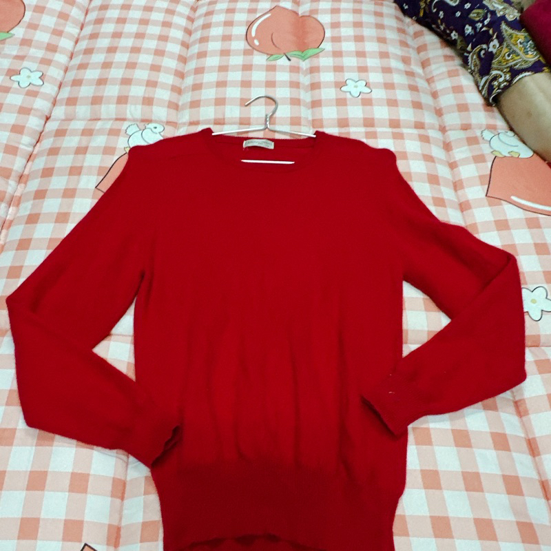 Áo thun len nam nữ tay dài màu đỏ