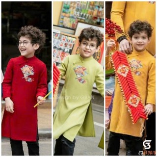 Áo dài cách tân bé trai họa tiết in nổi bật🍒 FREESHIP🍒áo dài bé giá rẻ