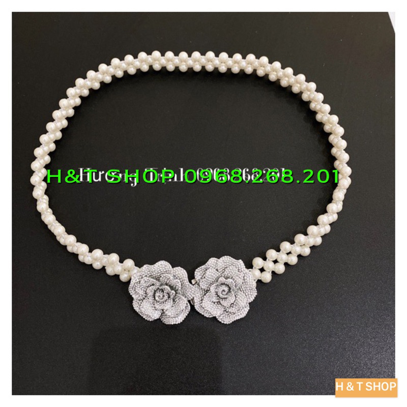 Thắt lưng váy chuỗi ngọc 2 hoa