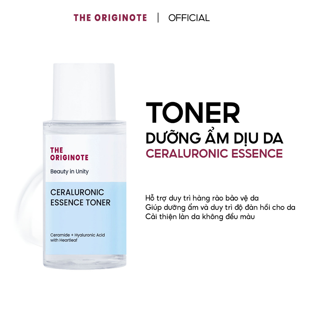 dưỡng ẩm dịu da với Ceramide Hyaluronic Acid và Diếp cá - Ceraluronic Essence Toner The Originote 80ml