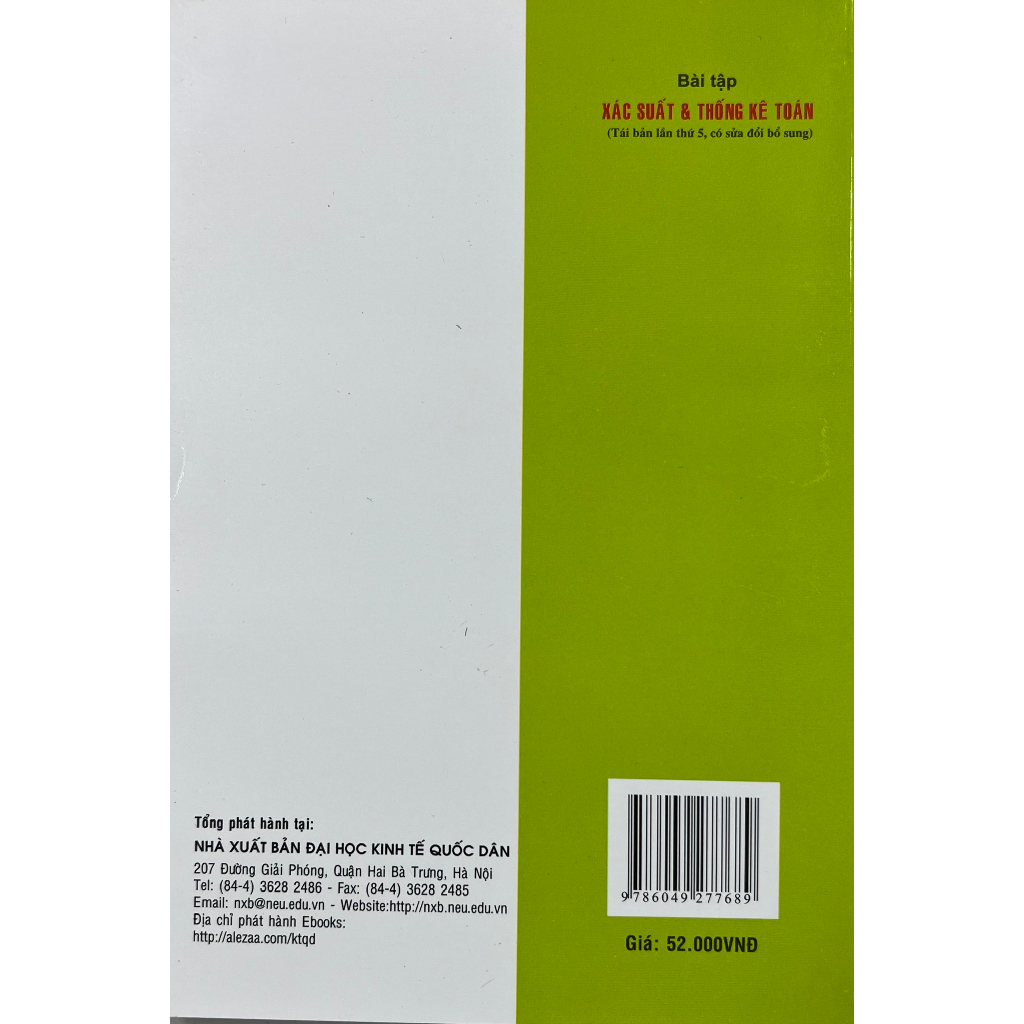 Sách - Bài tập xác suất & thống kê toán