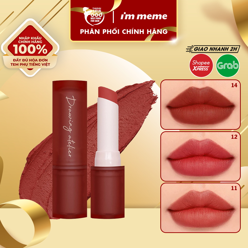 Son Thỏi Lì, Lên Màu Chuẩn I'm Meme Drawing Atelier Velvet Lipstick 3.5g