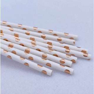 Ống hút giấy phi 6 viền vàng