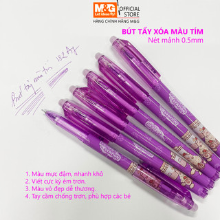 Viết bi tẩy xóa mực tím màu đậm AKP182A7 chính hãng M&G nét mảnh 0.5mm nhanh khô viết êm tay cầm phù hợp các bé lớp nhỏ