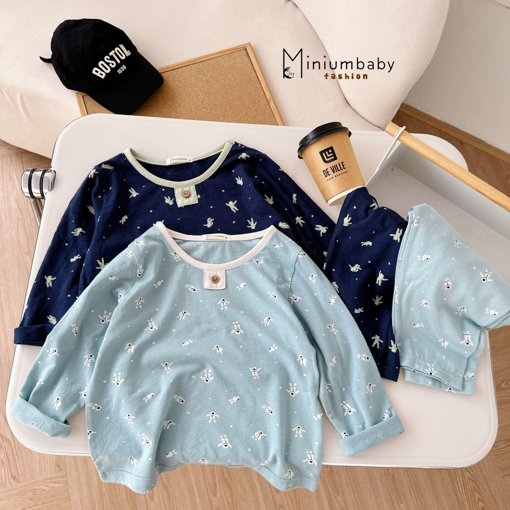 Bộ dài tay thu đông, nổi bật chất liệu cotton mềm mịn thoáng mát cho bé, miniumbabyfashion SB1607