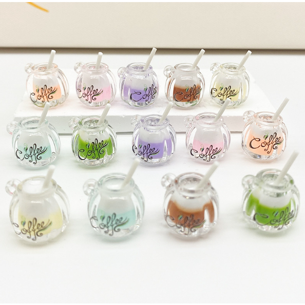 Mô hình cốc cà phê sữa dạ quang phát sáng trang trí nhà búp bê, DIY