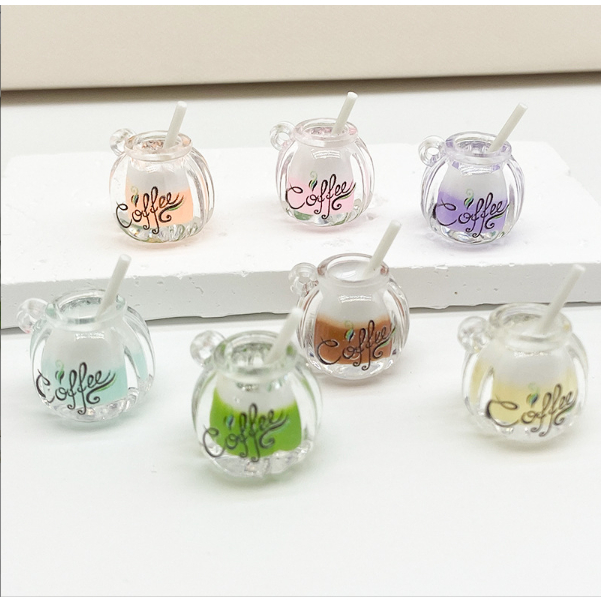 Mô hình cốc cà phê sữa dạ quang phát sáng trang trí nhà búp bê, DIY