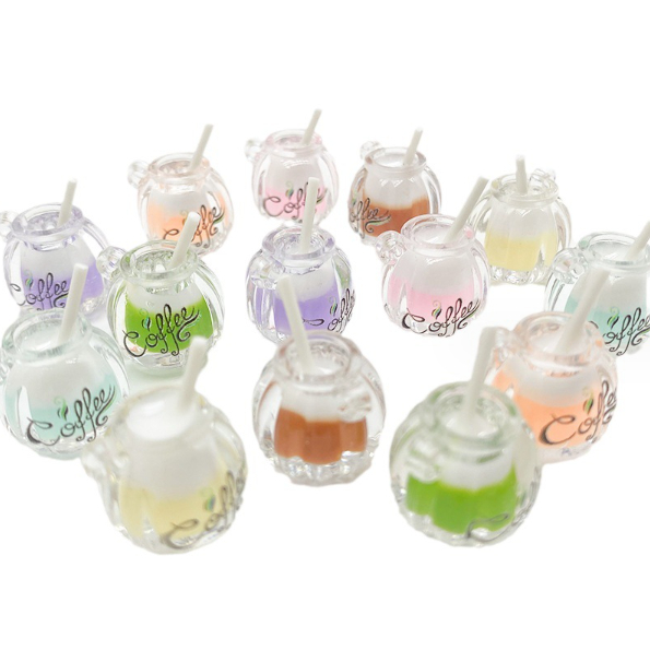 Mô hình cốc cà phê sữa dạ quang phát sáng trang trí nhà búp bê, DIY