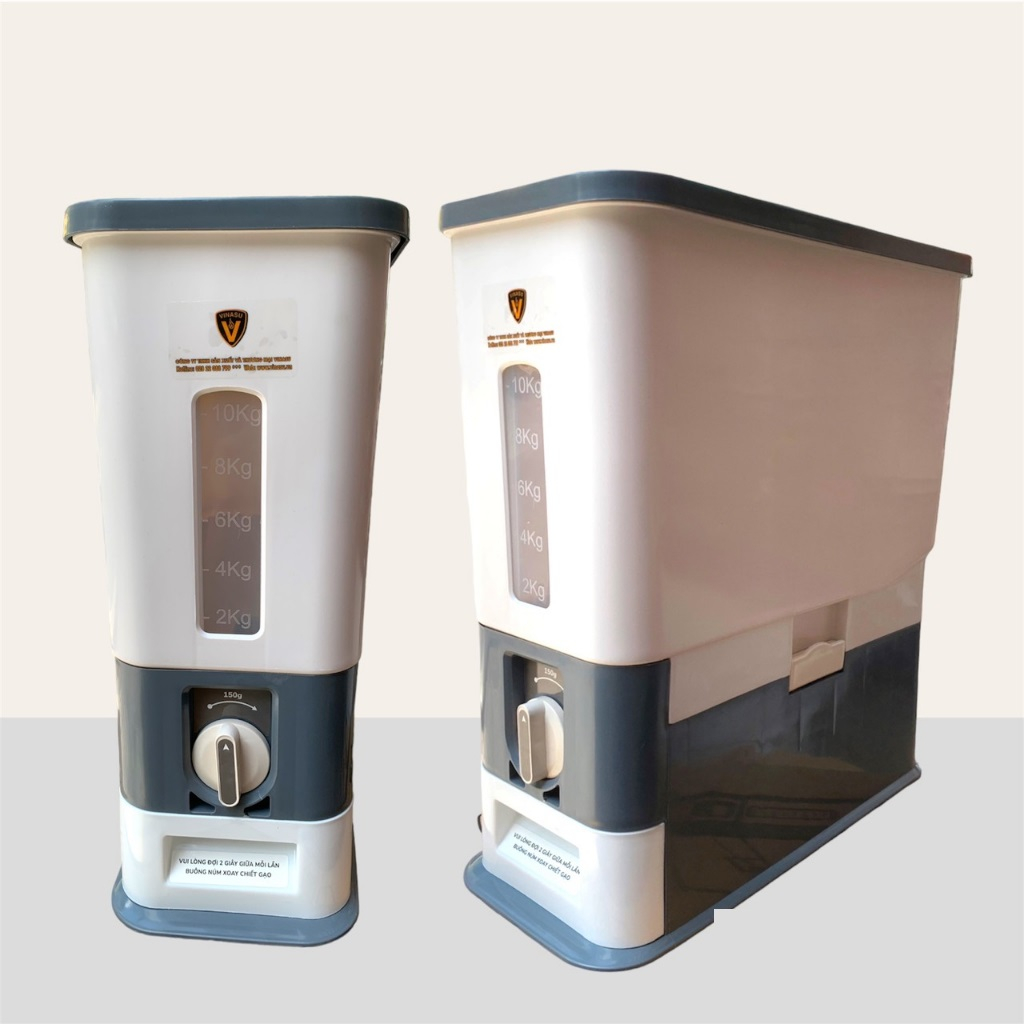 Thùng đựng gạo Vinasu 16kg kèm cốc vo gạo, thùng gạo nhà bếp - Thùng gạo chống ẩm mốc