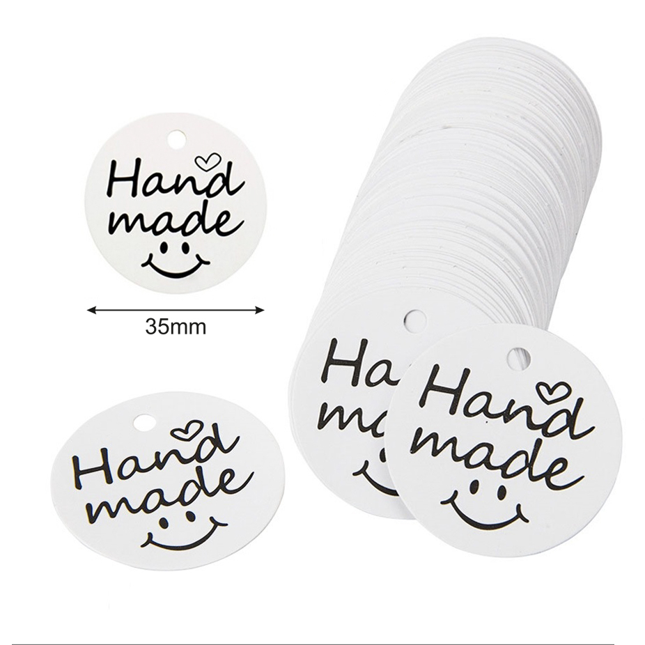 100pcs,Thẻ Tag Giấy Kraft / Trắng Treo Handmade tag_ làm bằng tay tag 35mm