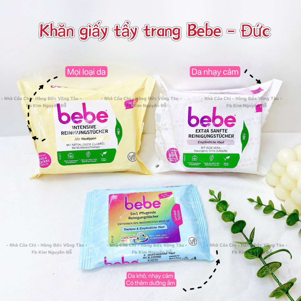 Khăn giấy tẩy trang Bebe - hàng Đức