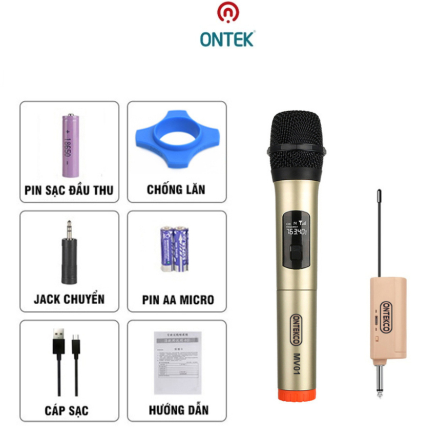 Micro ONTEKCO MV01 hát karaoke không dây siêu hay giá rẻ .chính hãng