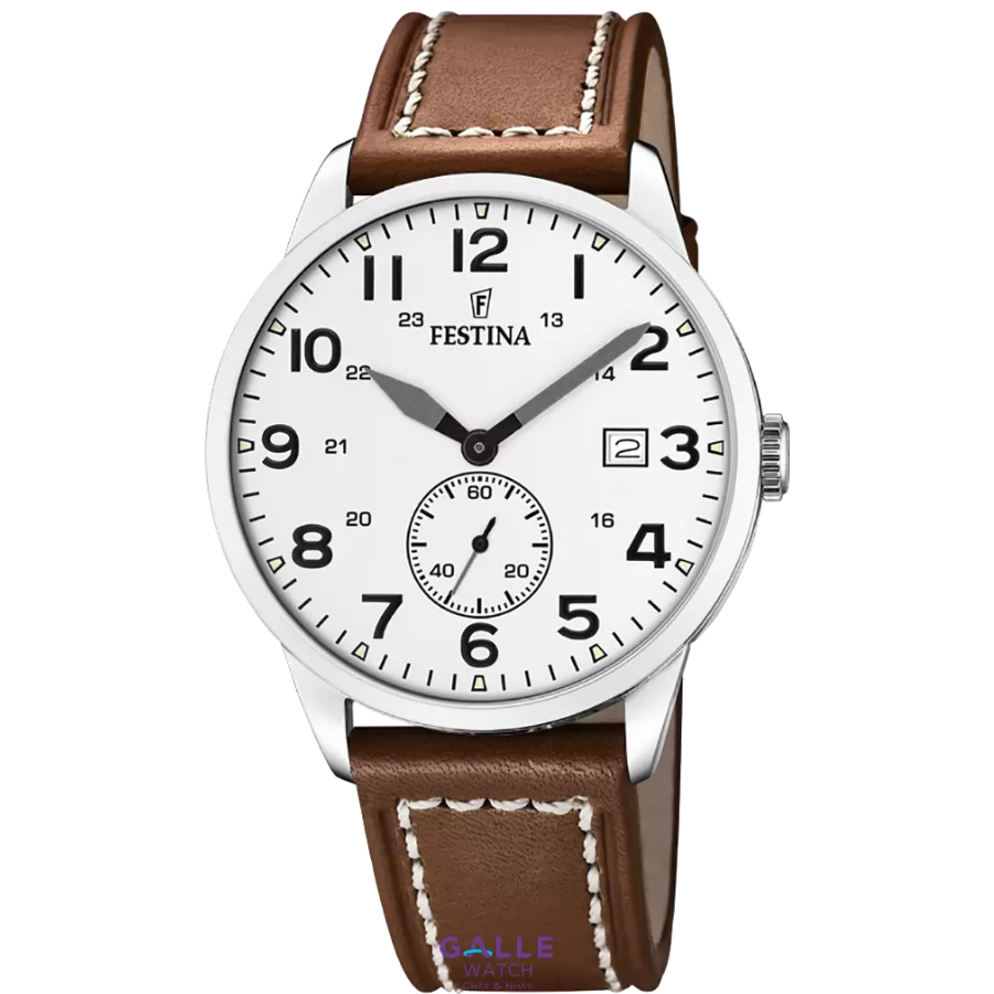 Đồng hồ nam Festina Watch F20347/5 mặt kính Cường lực, máy pin chống nước, dây da đeo tay cao cấp chính hãng Thụy Sĩ