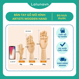 Lalunavn Bàn tay gỗ mô hình mỹ thuật, thiết kế, hội họa - Artists Wooden Hand - B1
