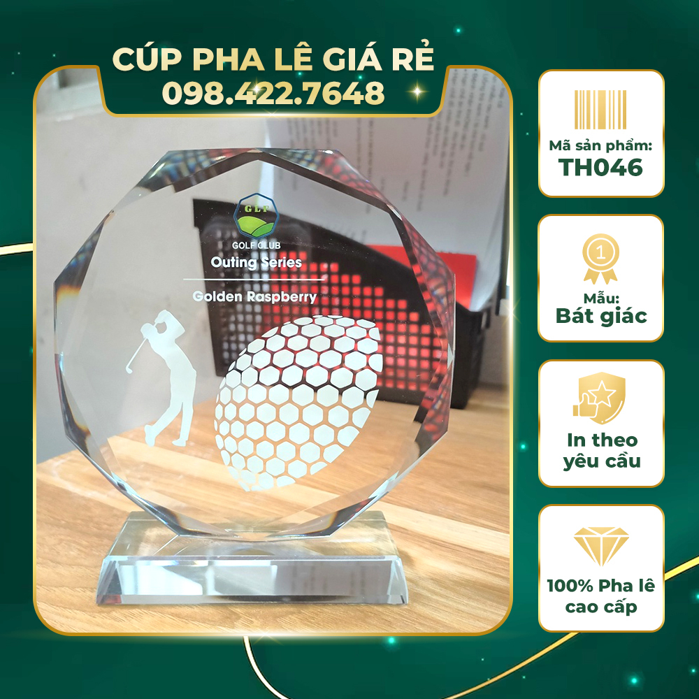 Mẫu Cúp Bát Giác, Cúp Pha Lê, Lưu Niệm In Logo Công Ty, In Theo Yêu Cầu