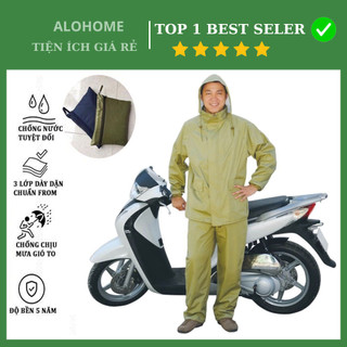 Áo mưa bộ,áo mưa vải dù tráng nhựa cao cấp 2 màu size từ 45-90kg
