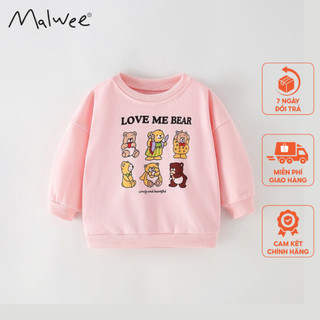 Áo nỉ da cá hồng gấu Malwee thời trang trẻ em từ 2-7 tuôi MW86105