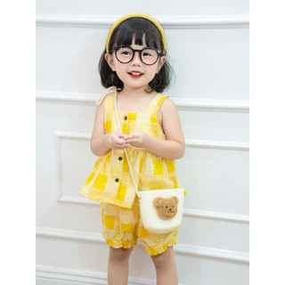 Bộ Cộc Tay Siêu Mát Mềm Mịn Khuy Giữa Cho Bé Gái/ Đồ Bộ Cho Bé Gái Từ 8-22 Kg - FREJA SET - SEC005 - SAOLA KIDS CLOTHING