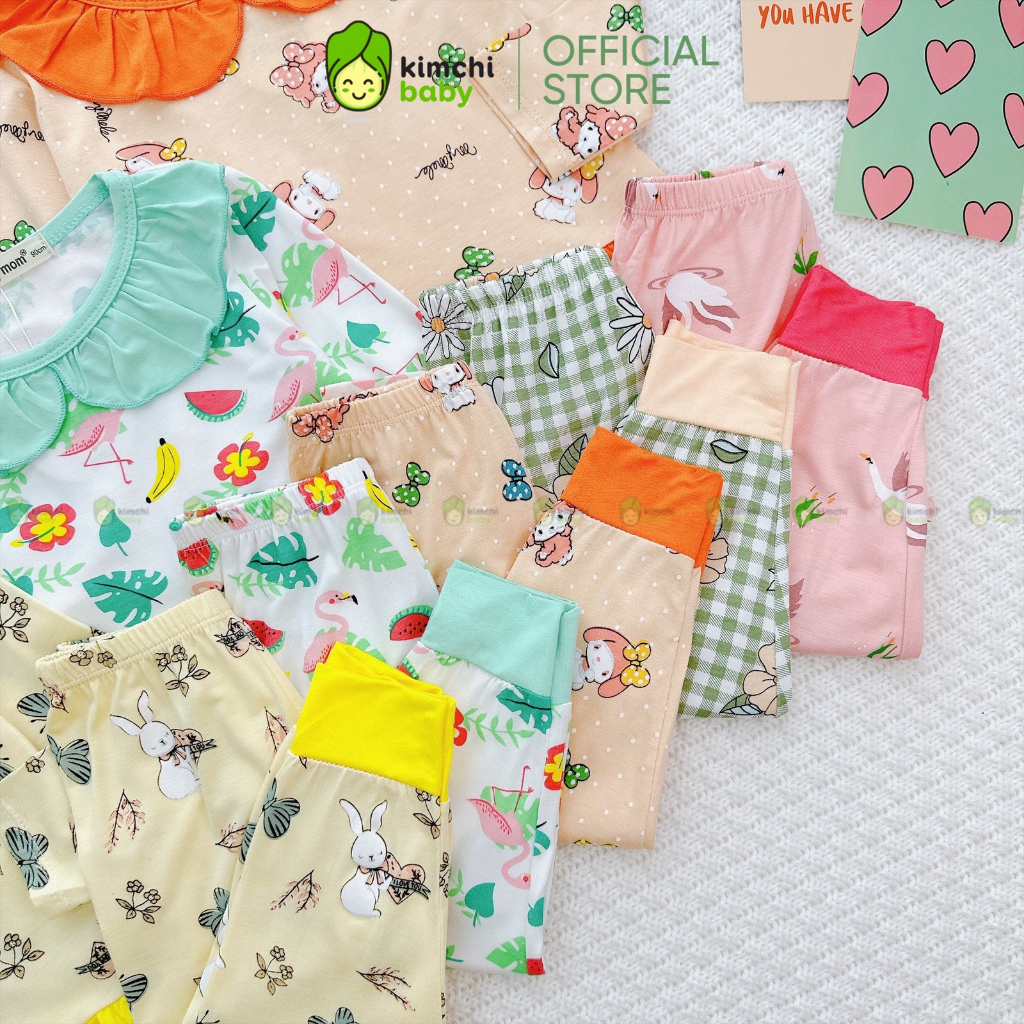 Đồ Bộ Dài Tay Cho Bé Gái MinkyMom Vải Thun Lạnh Hoạ Tiết Hoa Nhí Cổ Bèo Nhún, Bộ Quần Áo Cho Bé Mặc Nhà MKMTD306