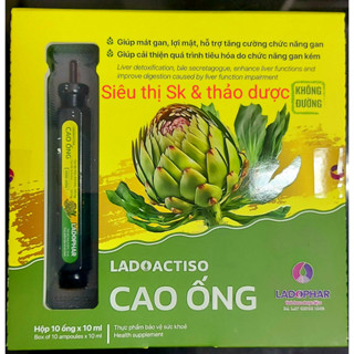 Cao nước Atiso không đường Ladophar hộp 10 ống x 10ml. date mới + phiên bản mới.