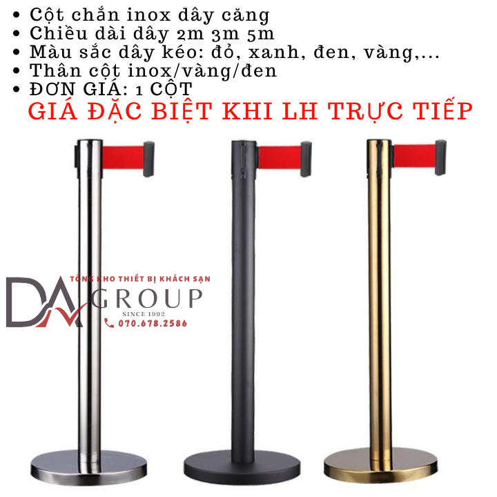 CỘT CHẮN INOX PHÂN CÁCH LỐI ĐI 3 KÍCH THƯỚC 2M, 3M, 5M,