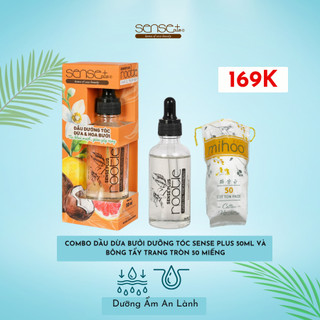 Combo dầu dừa dưỡng tóc rootie sense plus & bông tẩy trang tròn mihoo 50 miếng