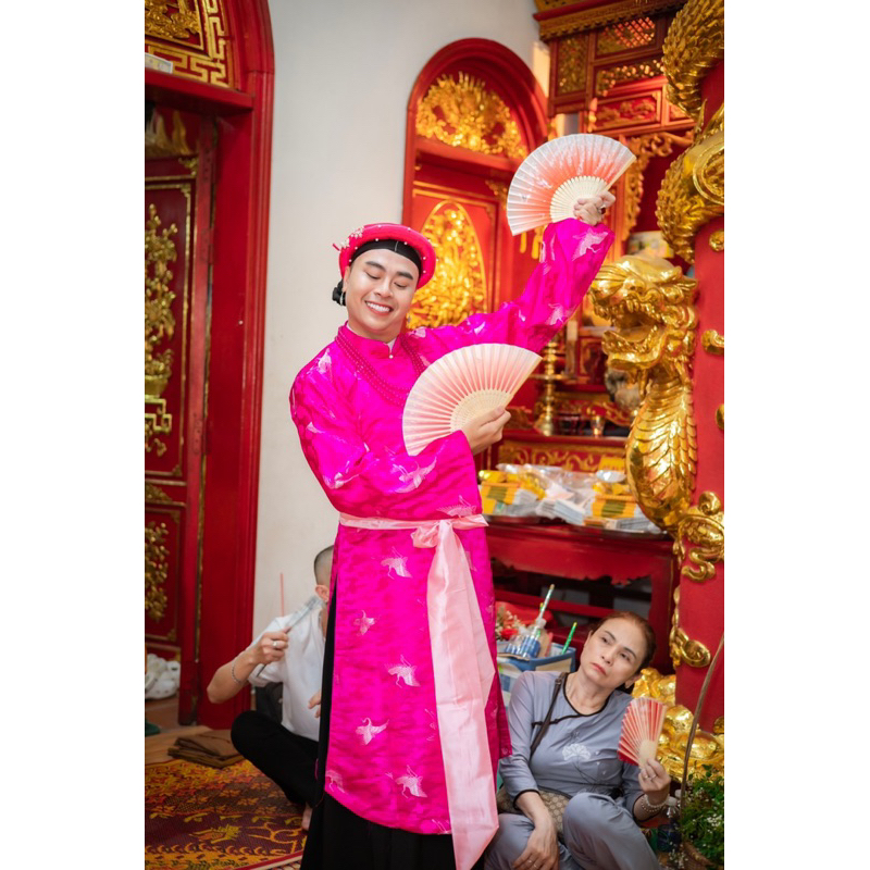 Áo Cô Bơ- cô Chín - gấm trơn - mặc mát nhẹ nhàng đơn giản -trang phục hầu đồng