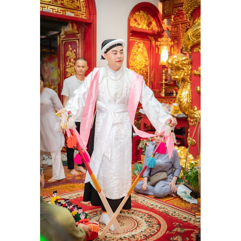 Áo Cô Bơ- cô Chín - gấm trơn - mặc mát nhẹ nhàng đơn giản -trang phục hầu đồng